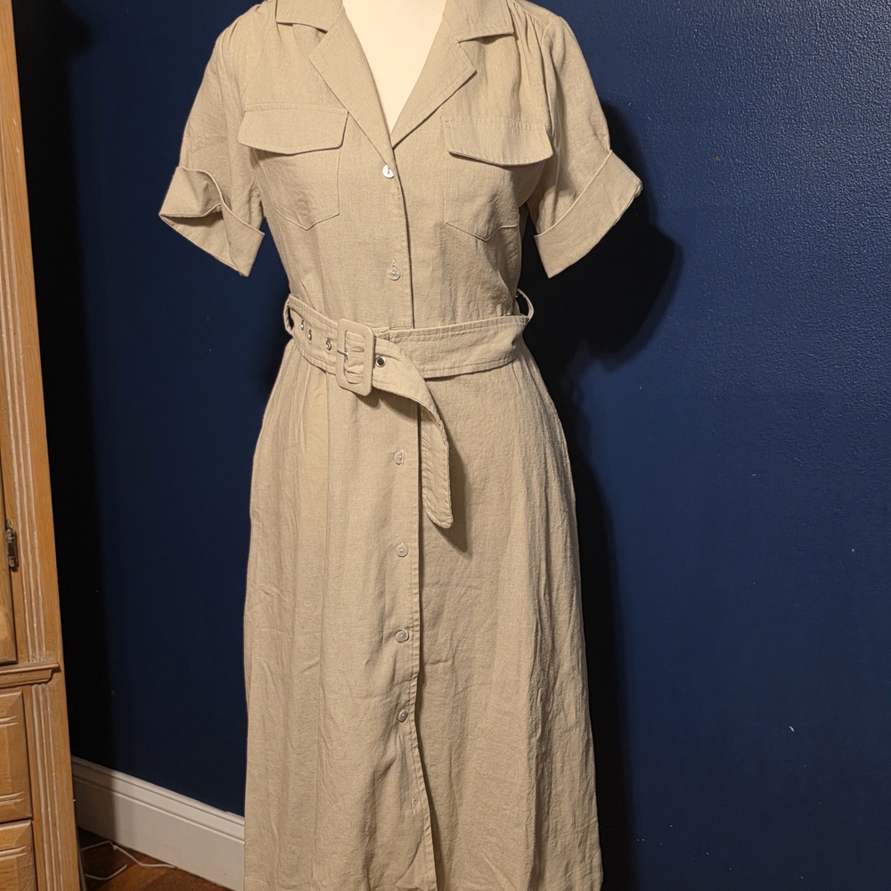 Tahari Tan Midi Dress